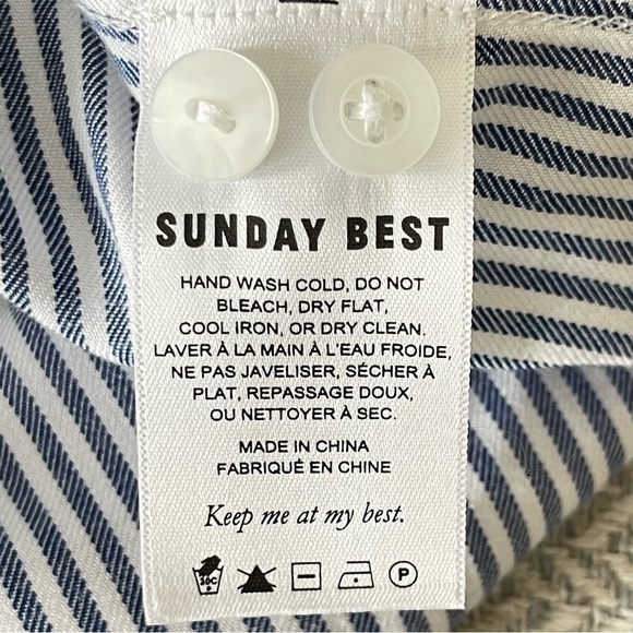❌SOLD ❌Aritzia Sunday Best Montana Shirt Striped button-down shirt White/Royal - Picture 8 of 10